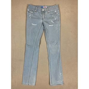 Christian Audigier Womens‎ 28 Jeans Distressed Paint Spray Design Straight Leg